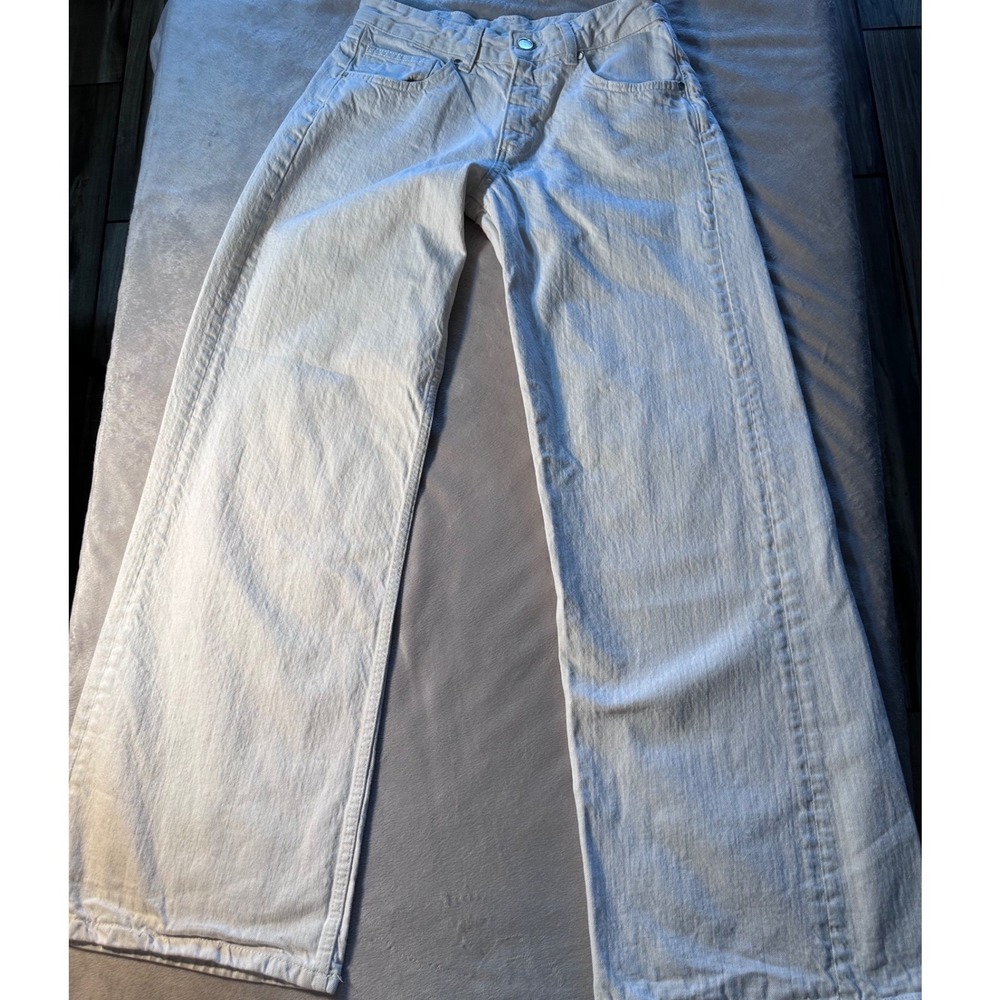 Zara Women High Waisted Wide Leg Jeans Cream Off White Size 4 Baggie Stylish - Picture 1 of 8